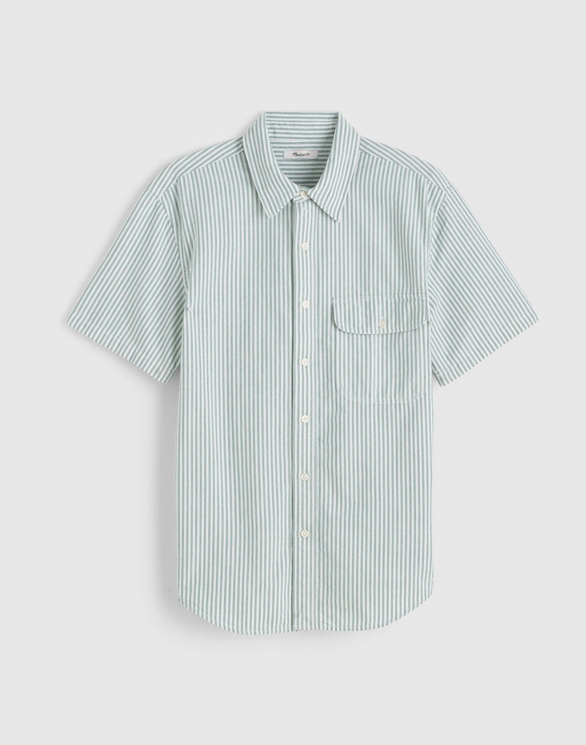 Madewell Short-Sleeve Single-Pocket Shirt in Allday Oxford Stripe