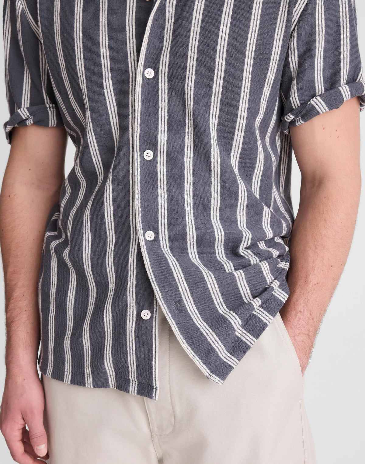 Madewell The Camp Shirt in Seaport Terry Heirloom Blue