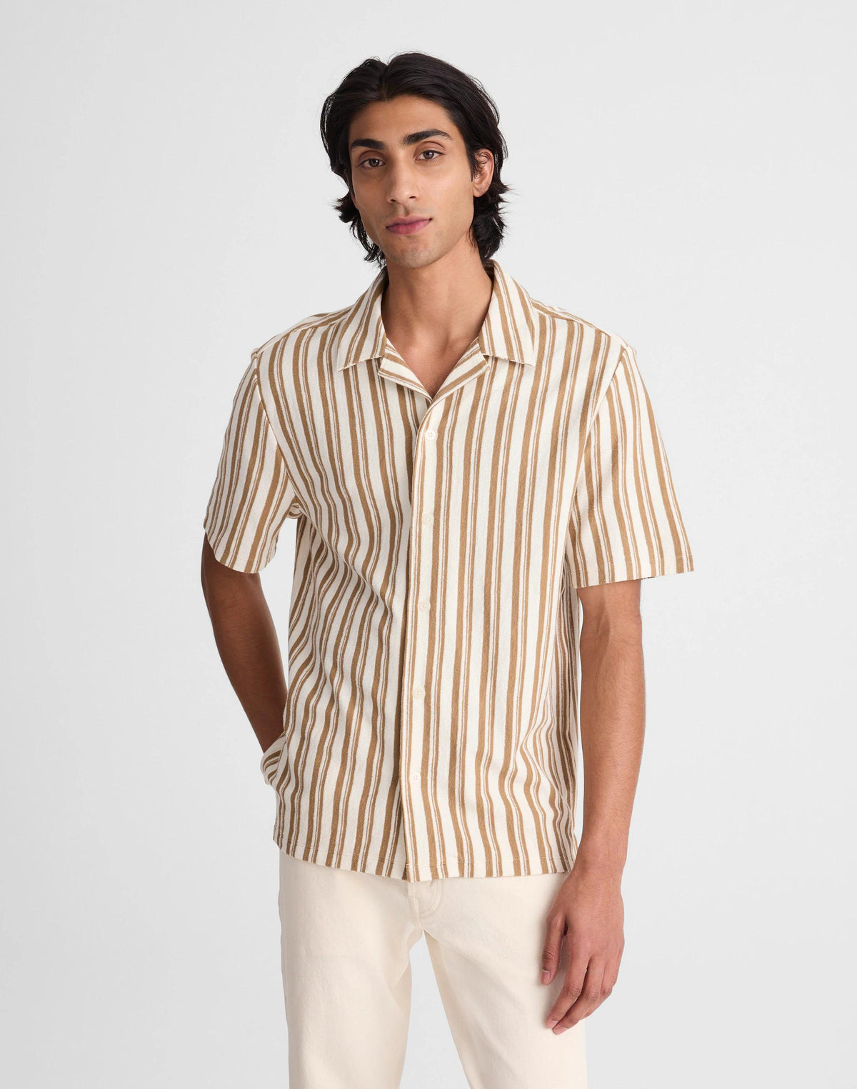 Madewell The Camp Shirt in Seaport Terry Maple Seed