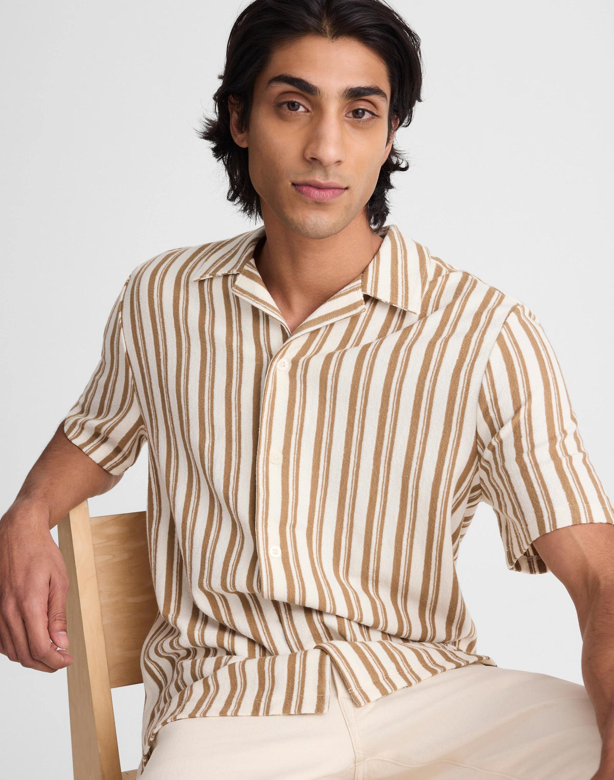 Madewell The Camp Shirt in Seaport Terry Maple Seed