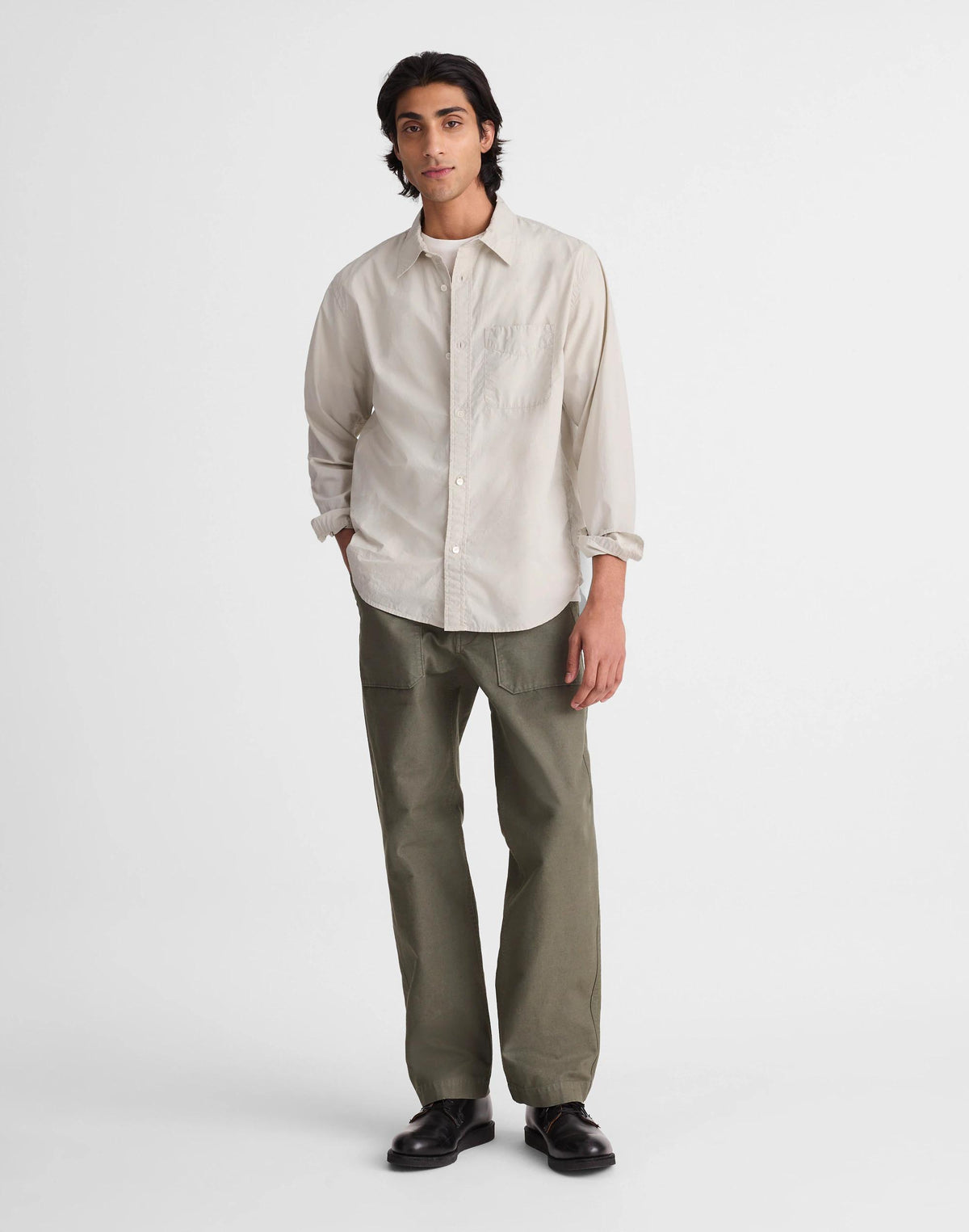 Madewell Button-Up Shirt in Crisp Poplin Steel