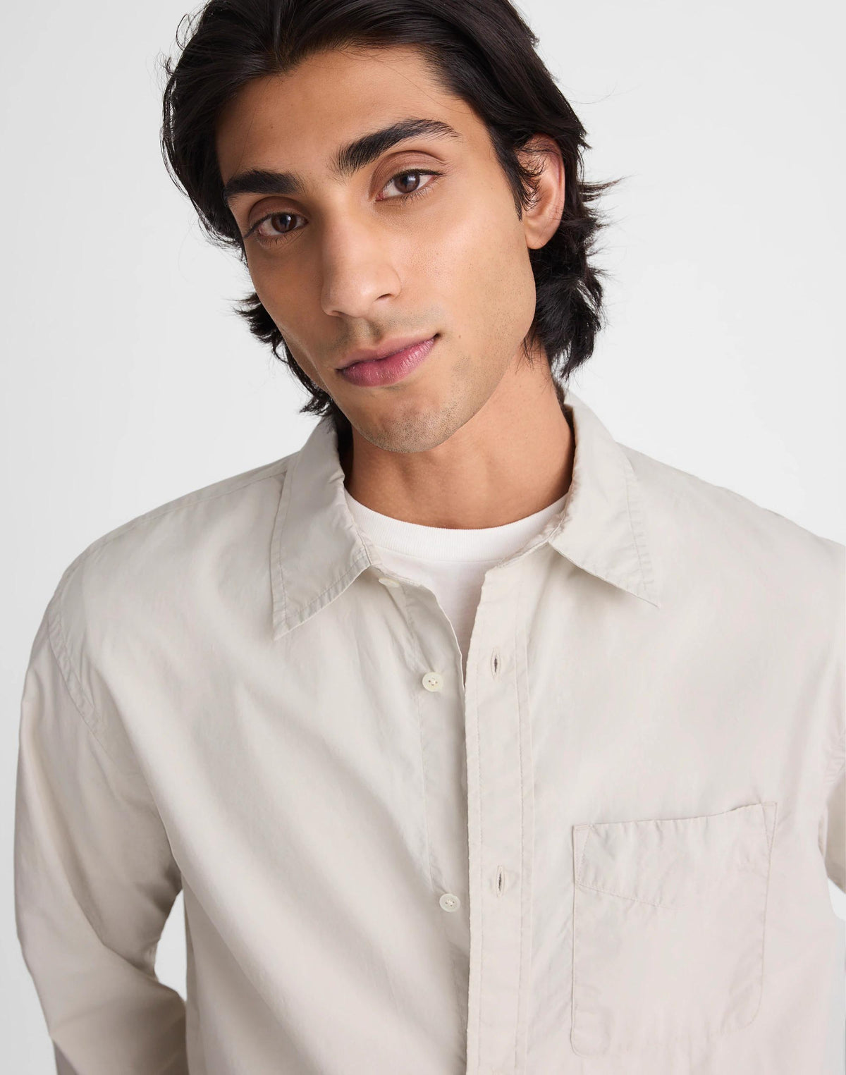 Madewell Button-Up Shirt in Crisp Poplin Steel