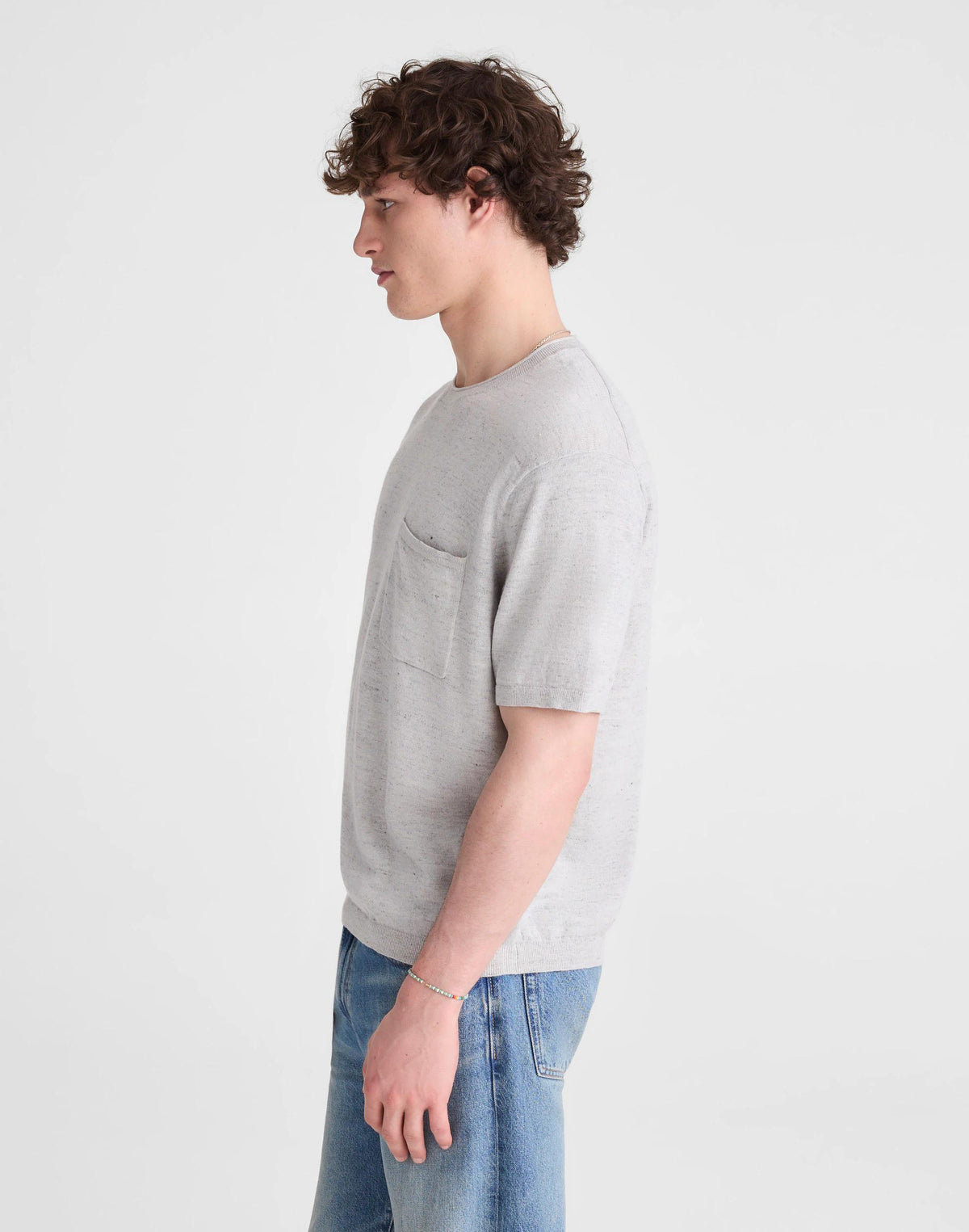 Madewell Rollneck Sweater Tee Heather Feather Grey
