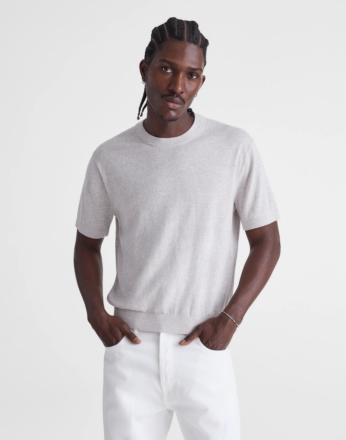Madewell Crewneck Sweater Tee in Everyday Cotton Heather Pewter