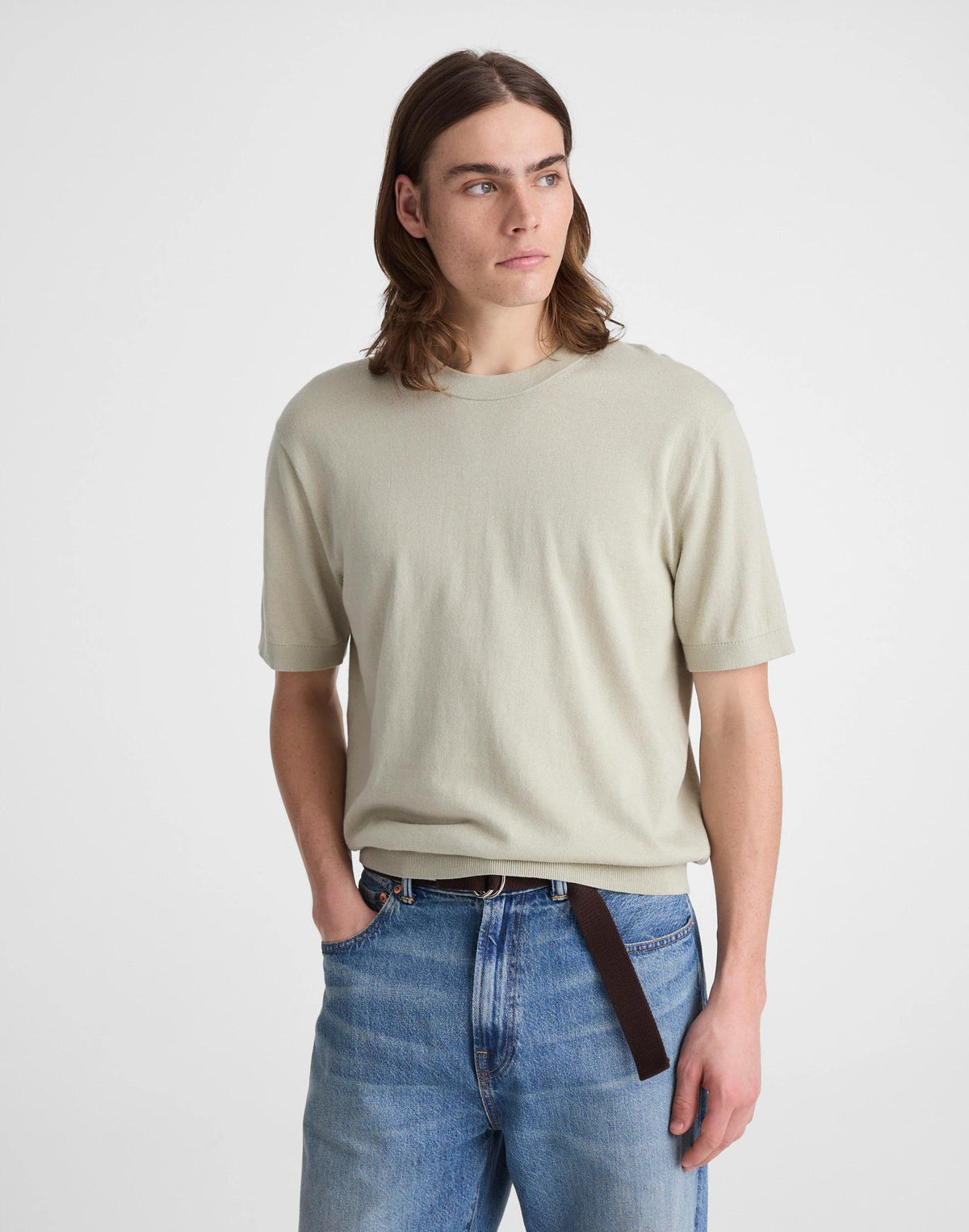 Madewell Crewneck Sweater Tee in Everyday Cotton Dusty Celadon