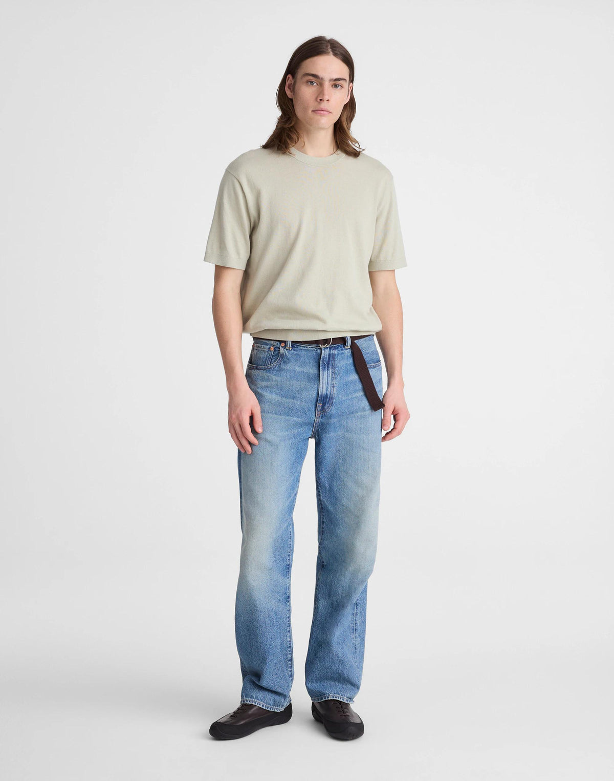 Madewell Crewneck Sweater Tee in Everyday Cotton Dusty Celadon