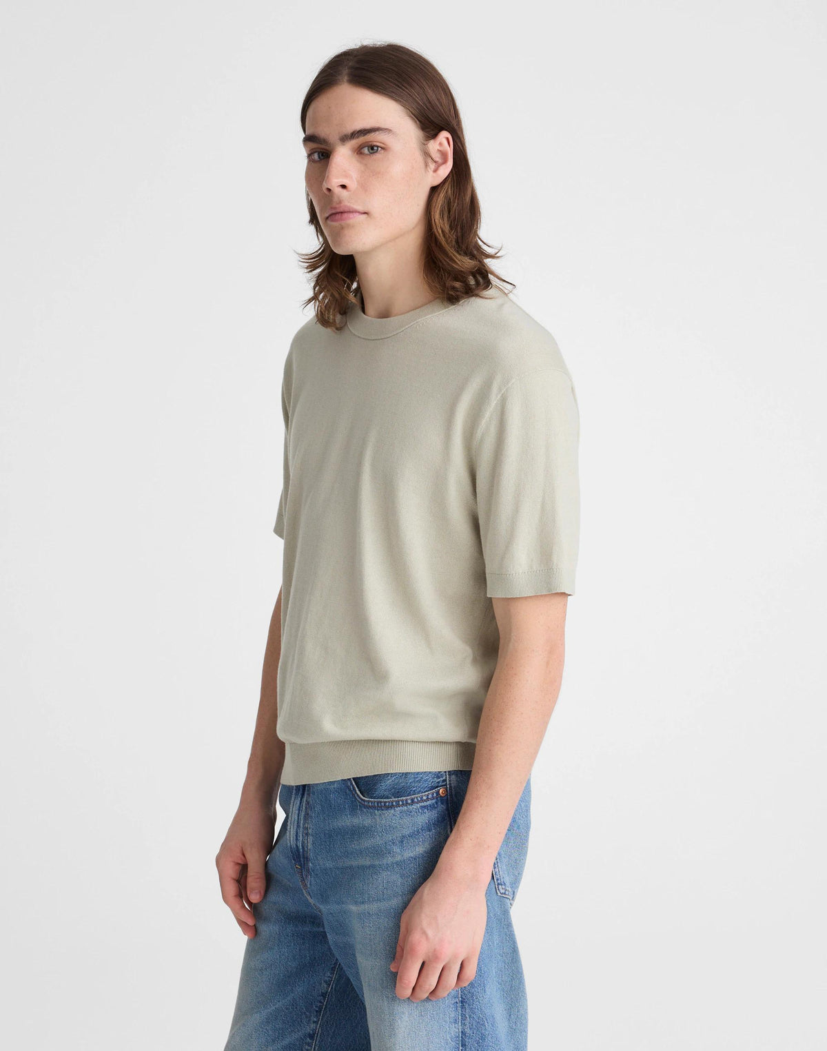 Madewell Crewneck Sweater Tee in Everyday Cotton Dusty Celadon