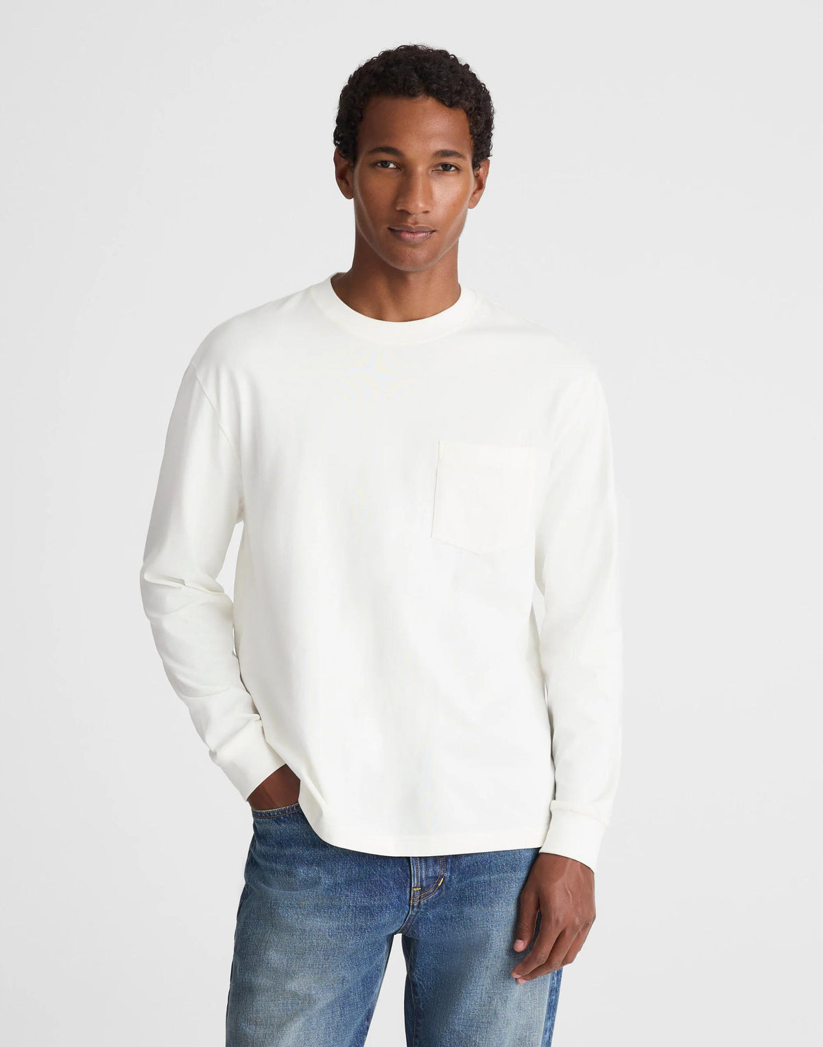 Madewell The Long-Sleeve Vintage Pocket Tee Soft White