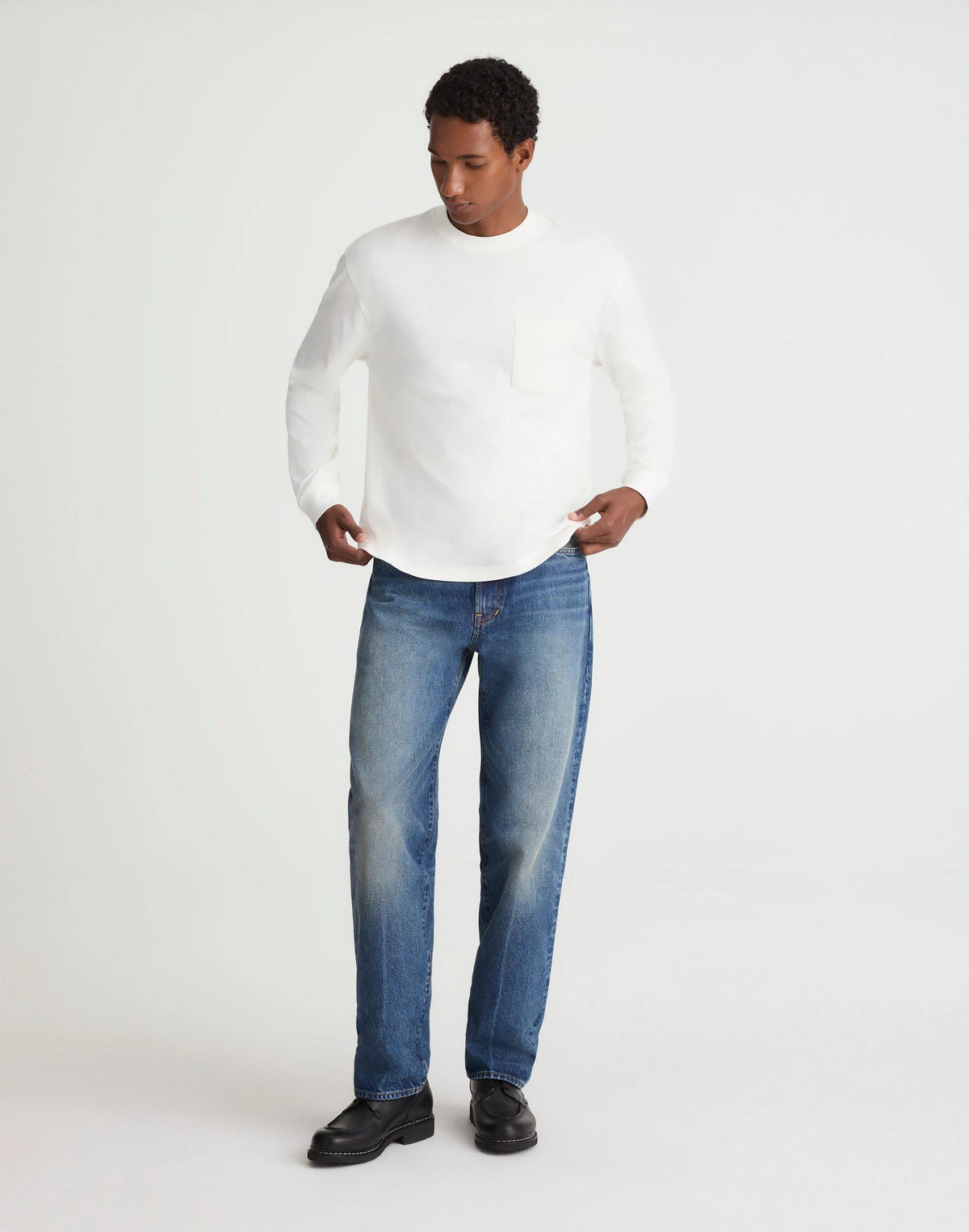 Madewell The Long-Sleeve Vintage Pocket Tee Soft White