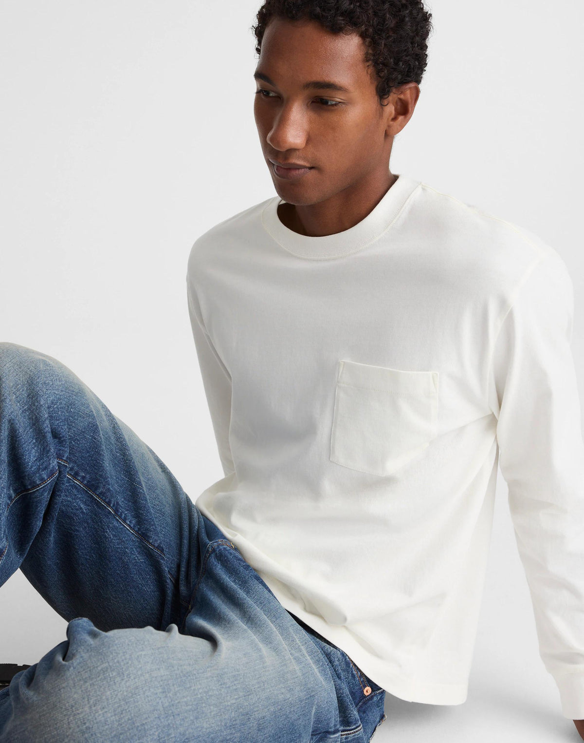 Madewell The Long-Sleeve Vintage Pocket Tee Soft White