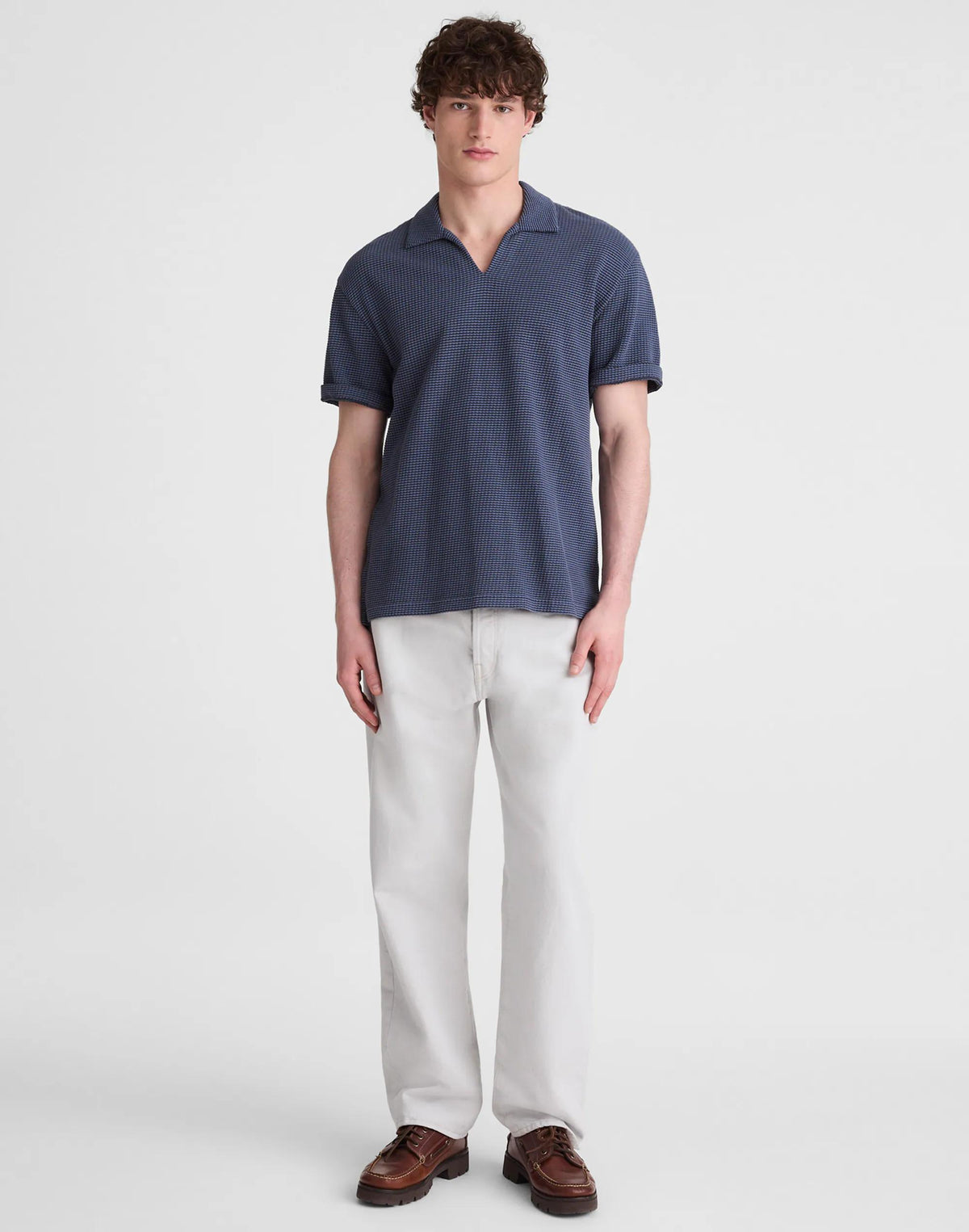Madewell Skipper Polo in Jacquard Heirloom Blue Overdye Stripe
