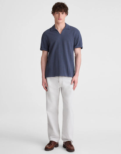 Madewell Skipper Polo in Jacquard Heirloom Blue Overdye Stripe