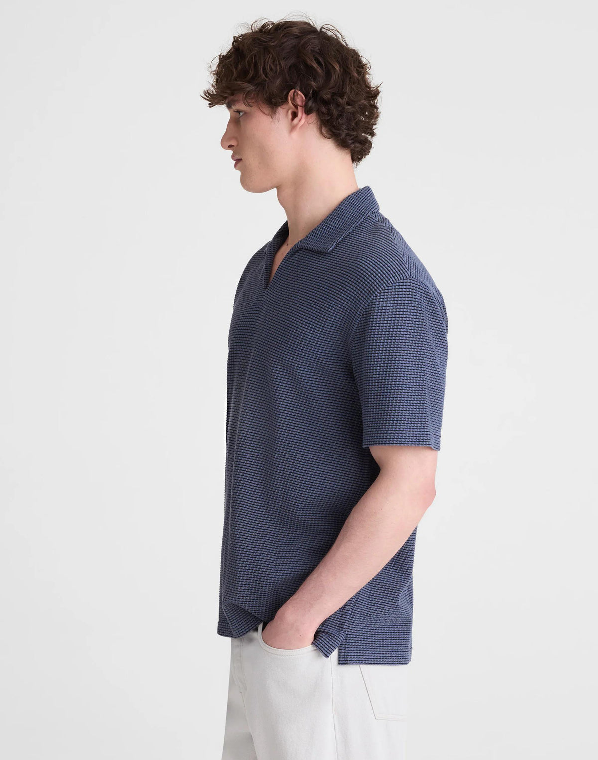 Madewell Skipper Polo in Jacquard Heirloom Blue Overdye Stripe