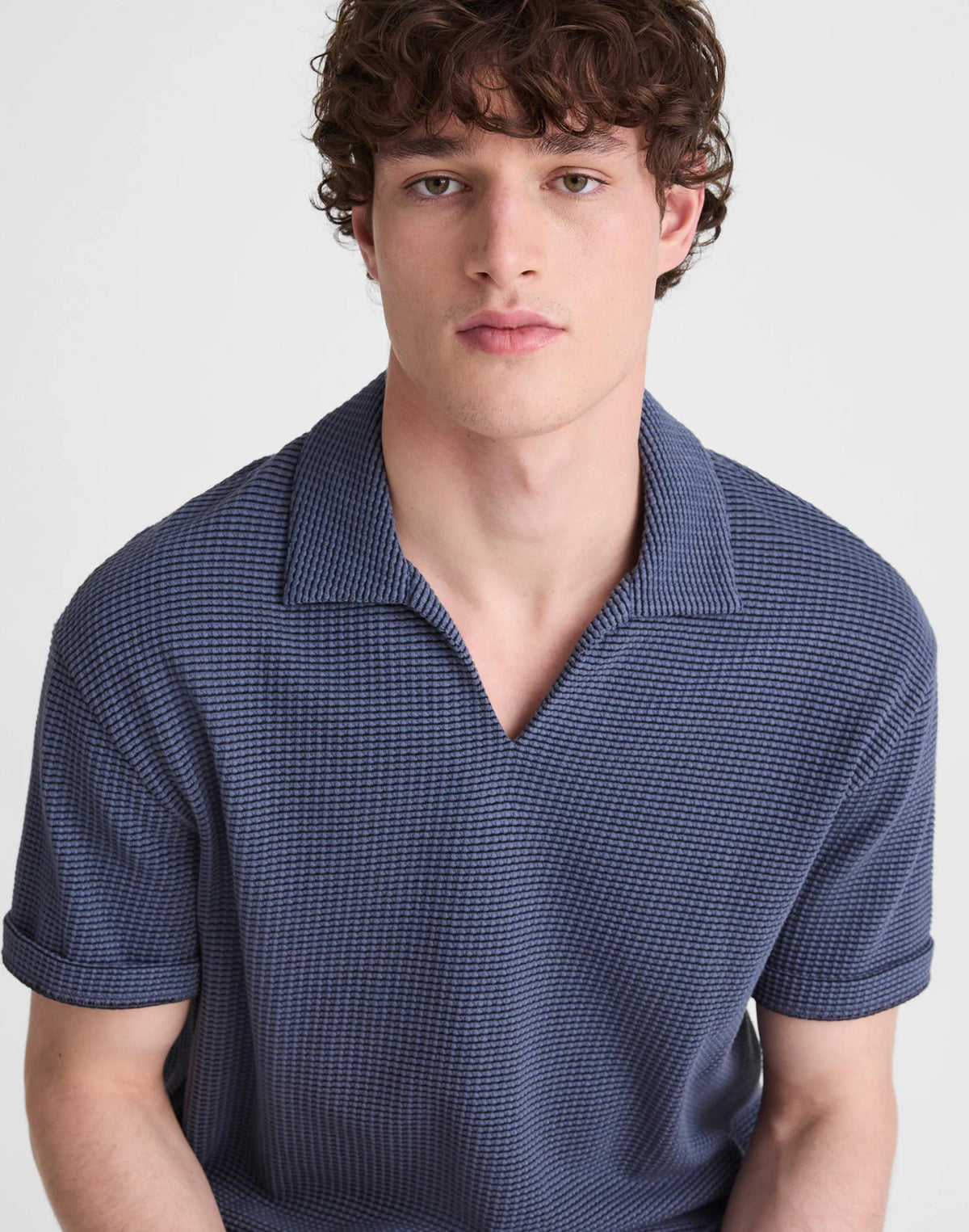 Madewell Skipper Polo in Jacquard Heirloom Blue Overdye Stripe