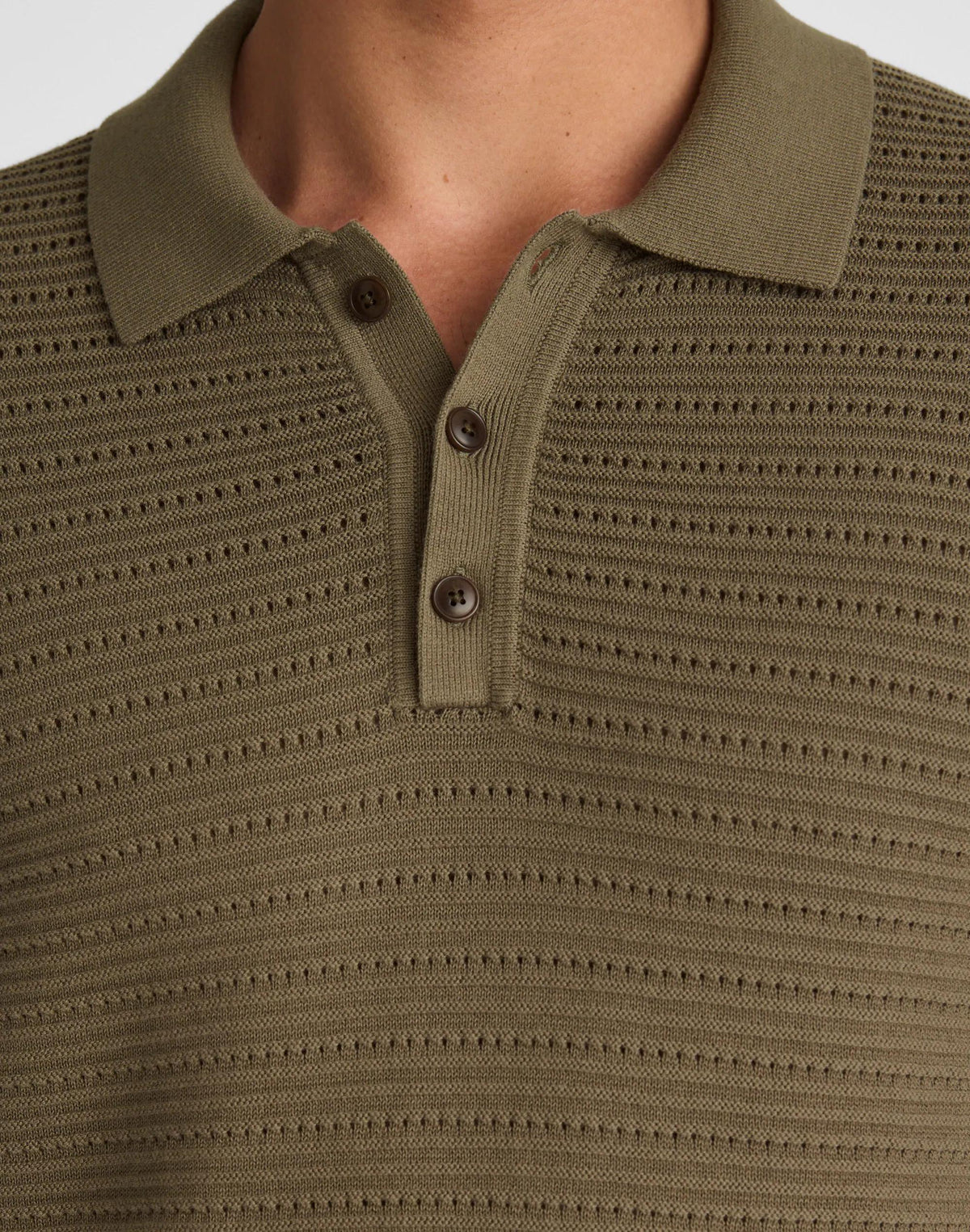 Madewell Textured Open-Stitch Polo Olive Stone
