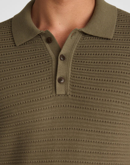 Madewell Textured Open-Stitch Polo Olive Stone