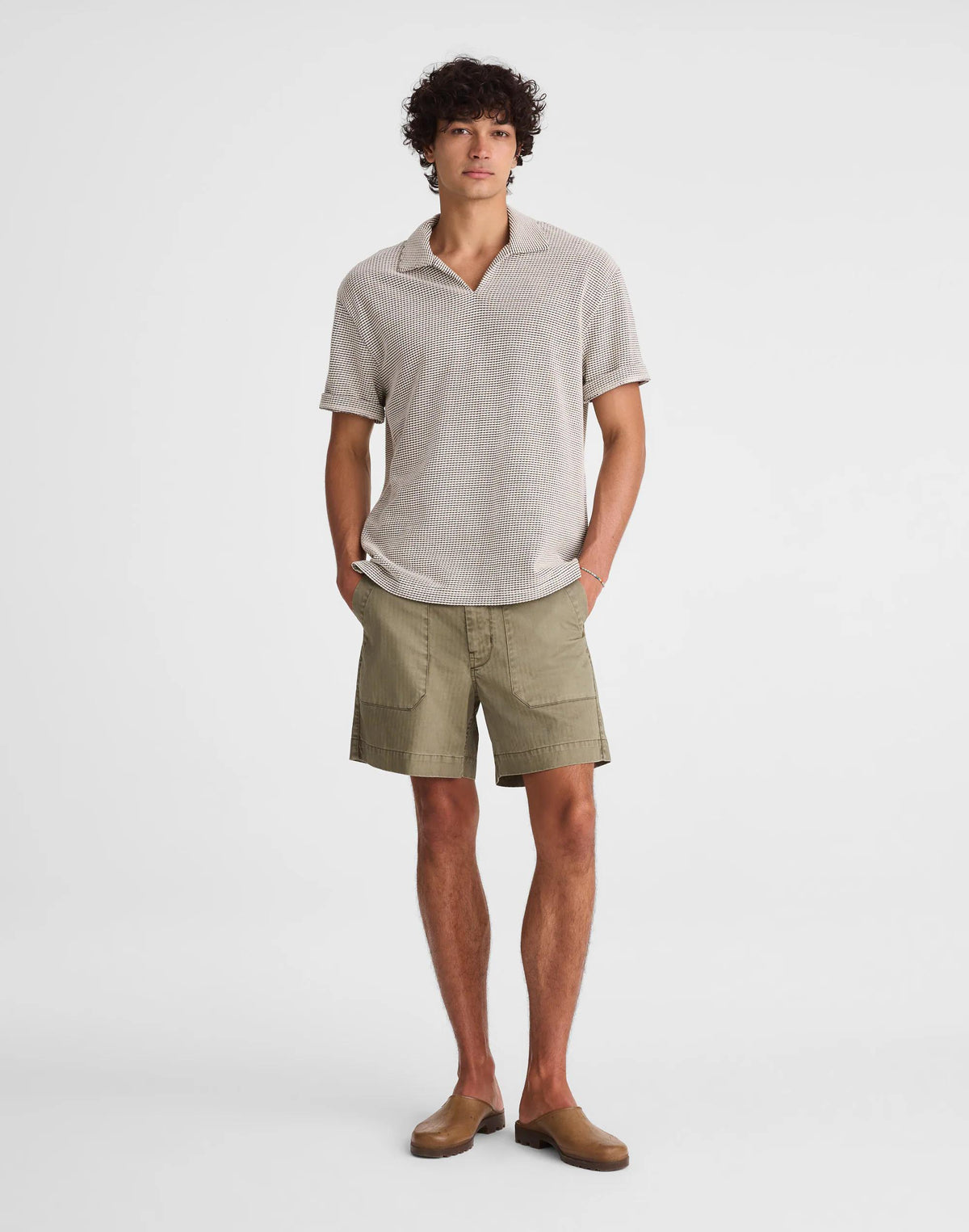Madewell Skipper Polo in Jacquard Toasted Cashew