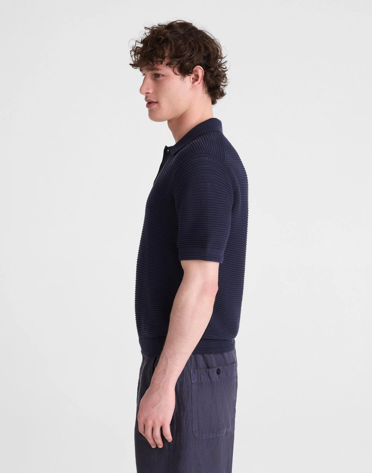 Madewell Textured Open-Stitch Polo Ink