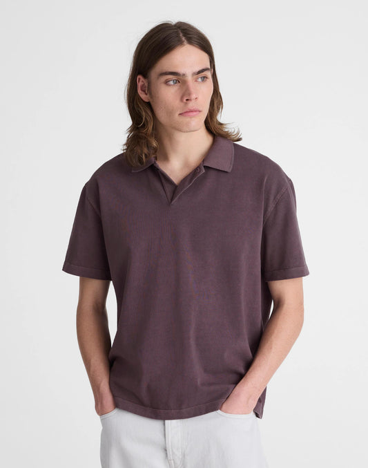 Madewell Short-Sleeve Compact-Knit Polo Rum Raisin