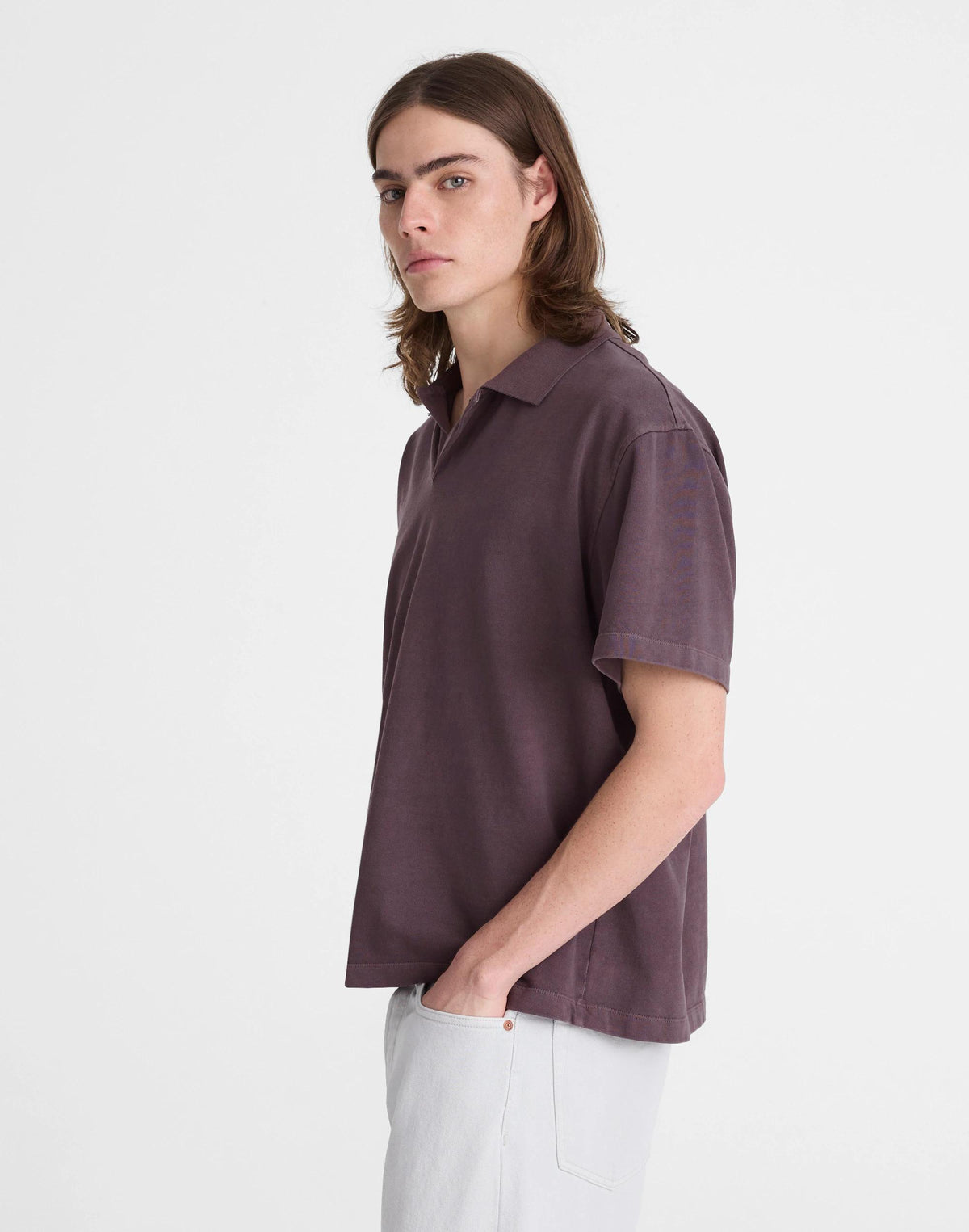 Madewell Short-Sleeve Compact-Knit Polo Rum Raisin