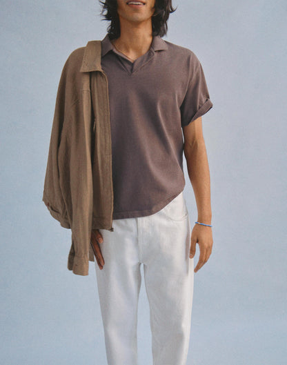 Madewell Short-Sleeve Compact-Knit Polo Rum Raisin
