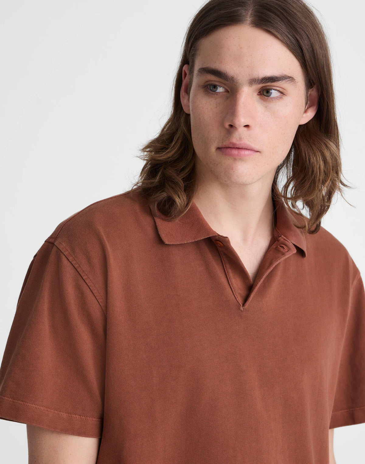 Madewell Short-Sleeve Compact-Knit Polo Cinnamon Stick
