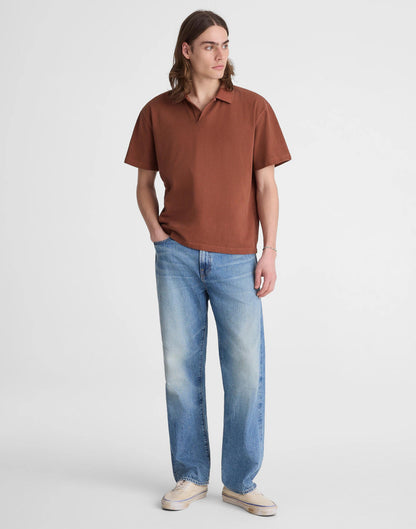 Madewell Short-Sleeve Compact-Knit Polo Cinnamon Stick