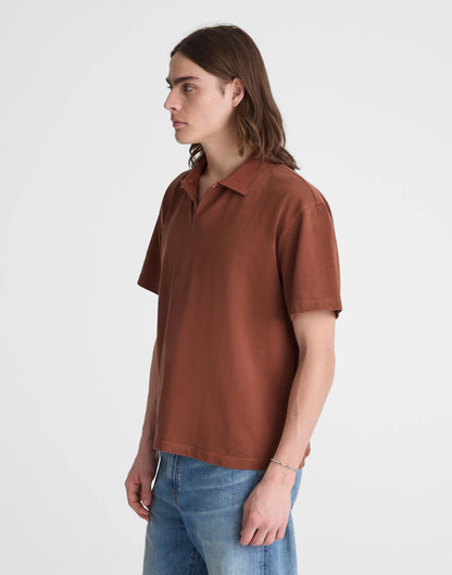 Madewell Short-Sleeve Compact-Knit Polo Cinnamon Stick