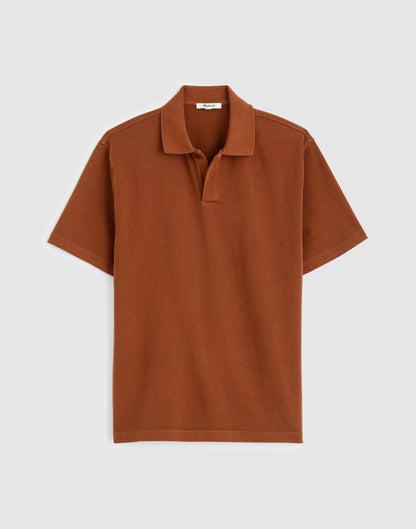 Madewell Short-Sleeve Compact-Knit Polo Cinnamon Stick