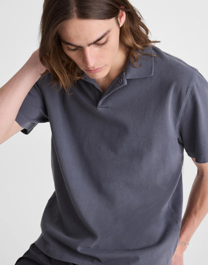 Madewell Short-Sleeve Compact-Knit Polo Heirloom Blue