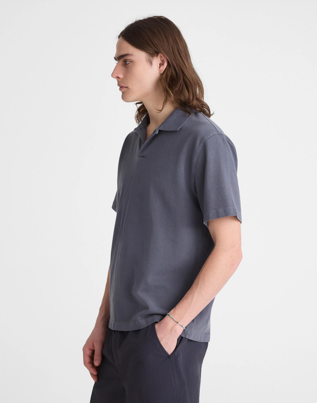 Madewell Short-Sleeve Compact-Knit Polo Heirloom Blue