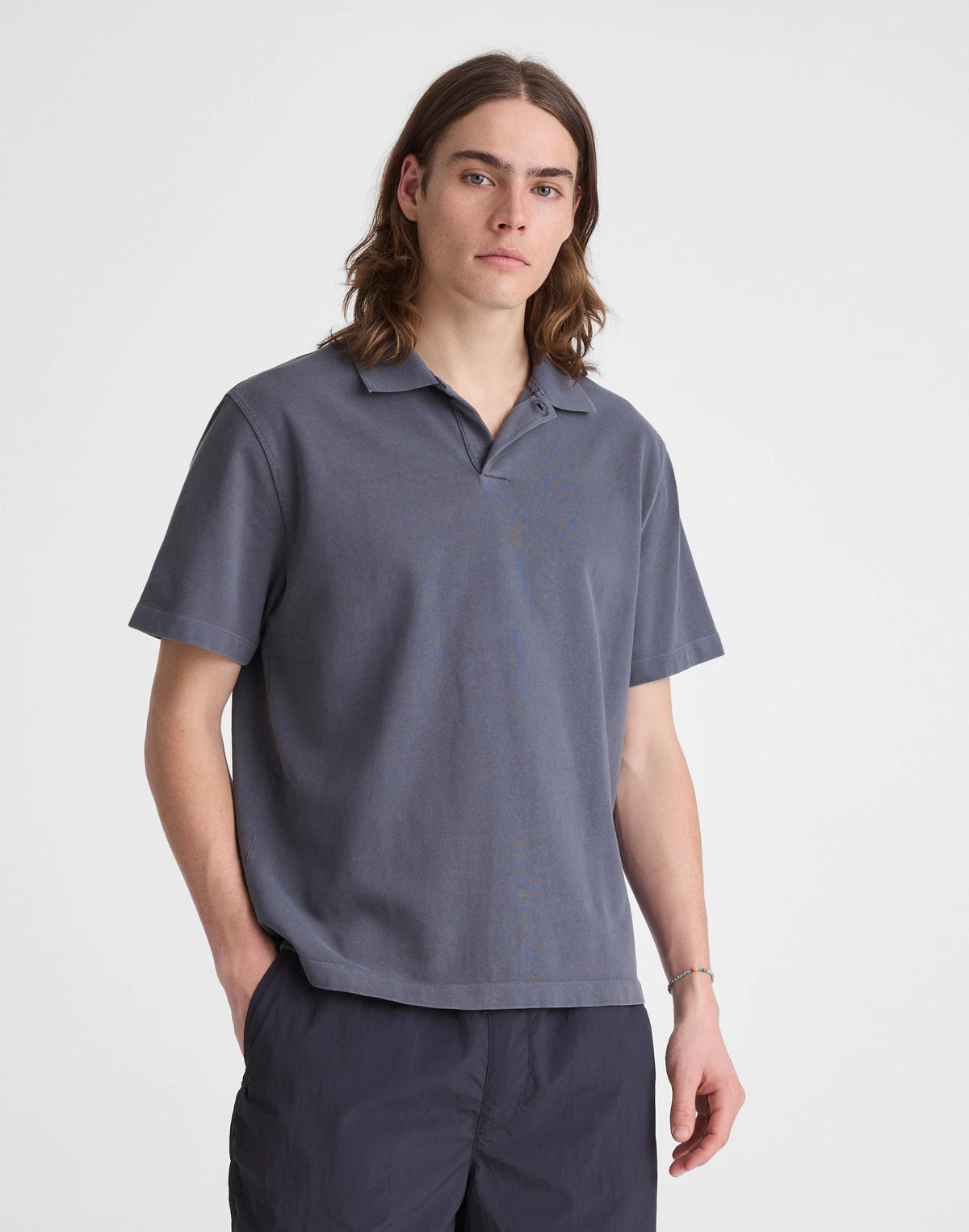 Madewell Short-Sleeve Compact-Knit Polo Heirloom Blue
