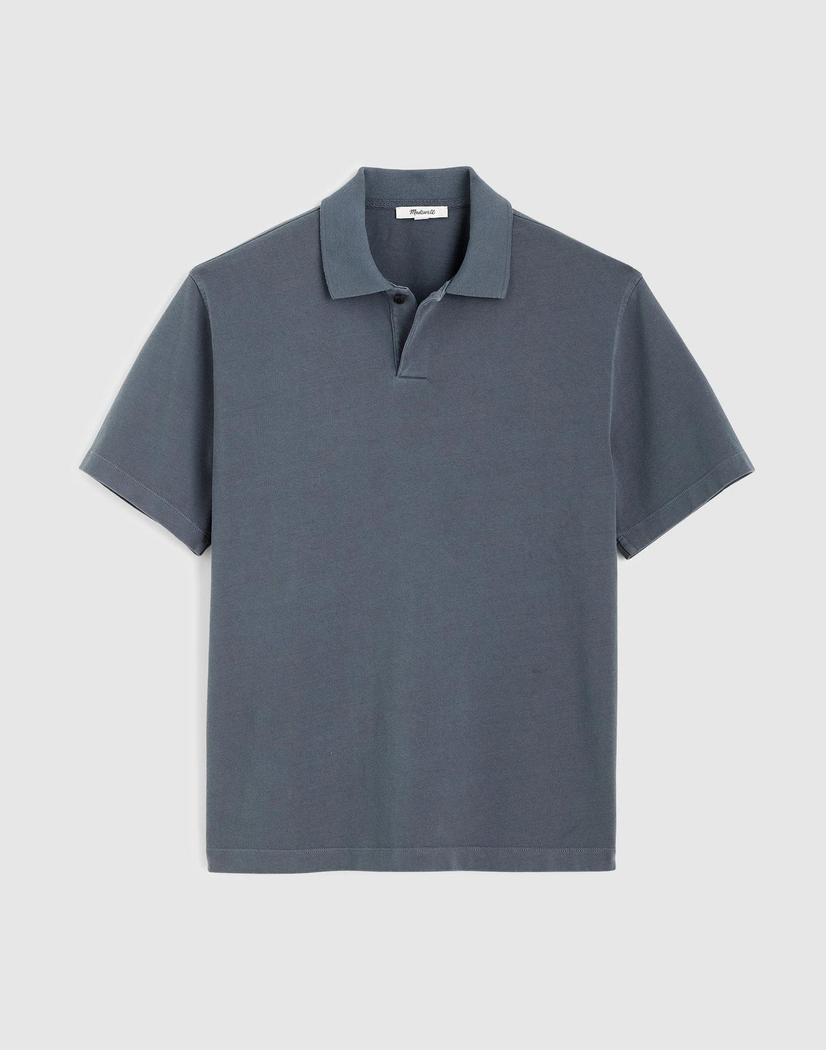 Madewell Short-Sleeve Compact-Knit Polo Heirloom Blue