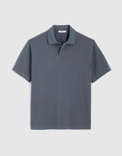 Madewell Short-Sleeve Compact-Knit Polo Heirloom Blue