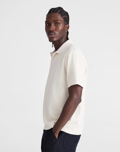 Madewell Short-Sleeve Compact-Knit Polo Parchment