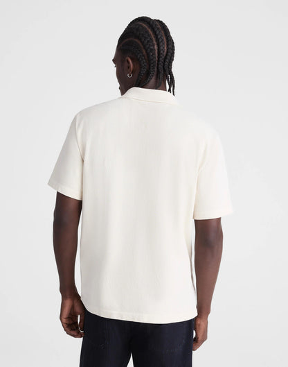 Madewell Short-Sleeve Compact-Knit Polo Parchment