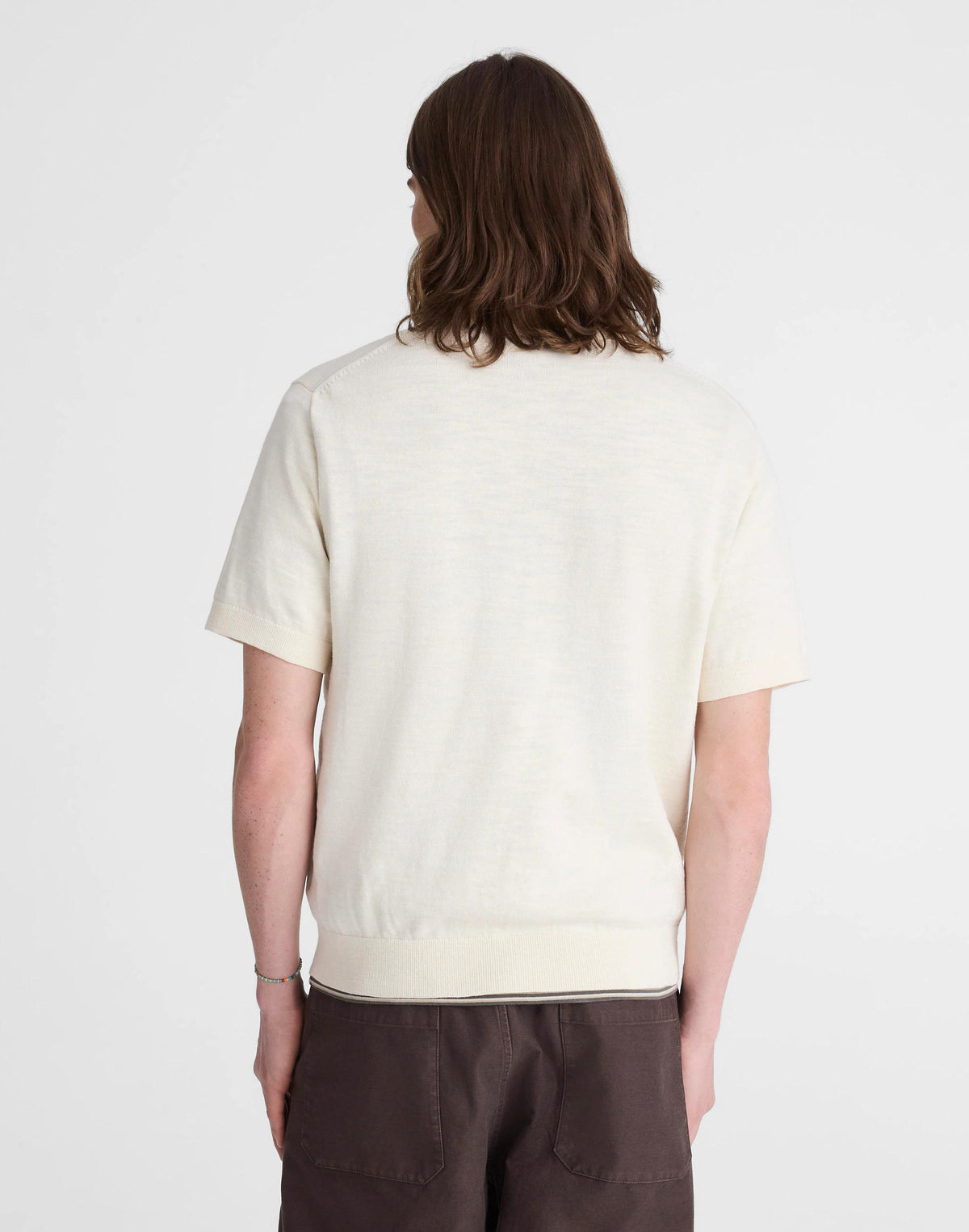 Madewell Johnny-Collar Sweater Polo in Slub Knit Cotton Antique Cream