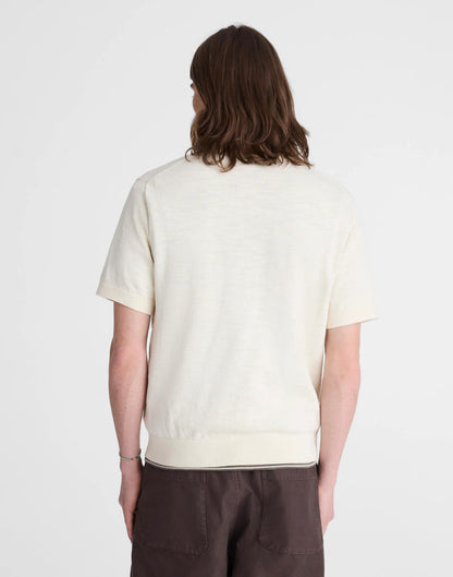 Madewell Johnny-Collar Sweater Polo in Slub Knit Cotton Antique Cream