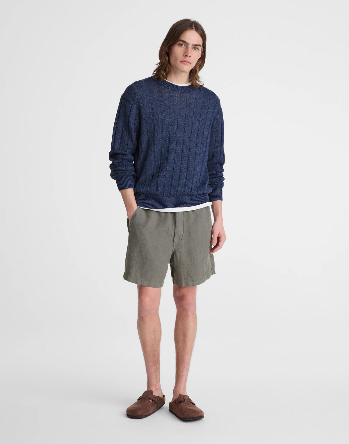 Madewell Pull-On Shorts in Linen Stormy Spruce