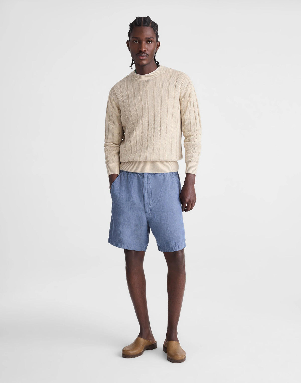 Madewell Pull-On Shorts in Linen Light Chambray