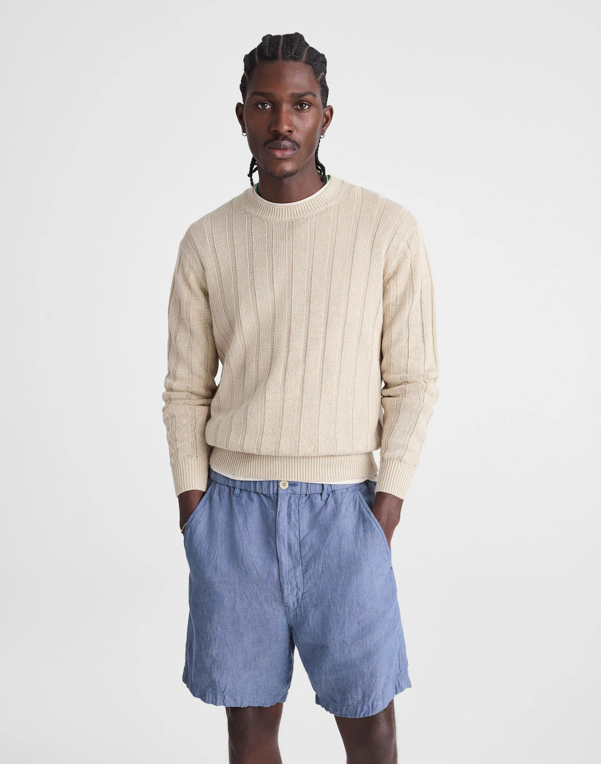 Madewell Pull-On Shorts in Linen Light Chambray