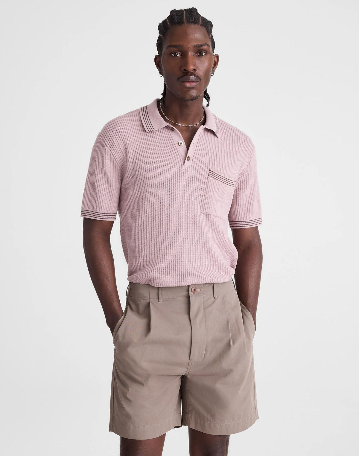 Madewell Pleated Chino Shorts in Uniform Twill Dark Driftwood