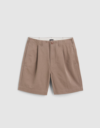 Madewell Pleated Chino Shorts in Uniform Twill Dark Driftwood