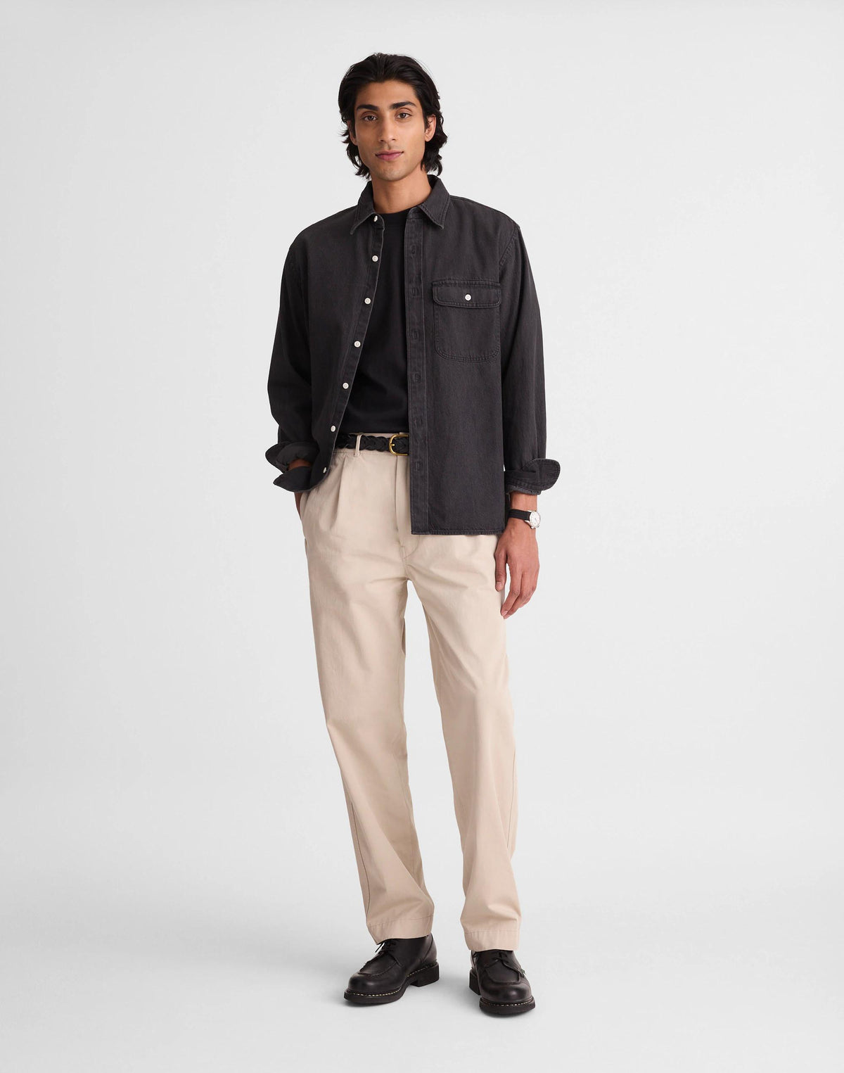 Madewell Pleated Chino Pants in Uniform Twill Toasted Cashew