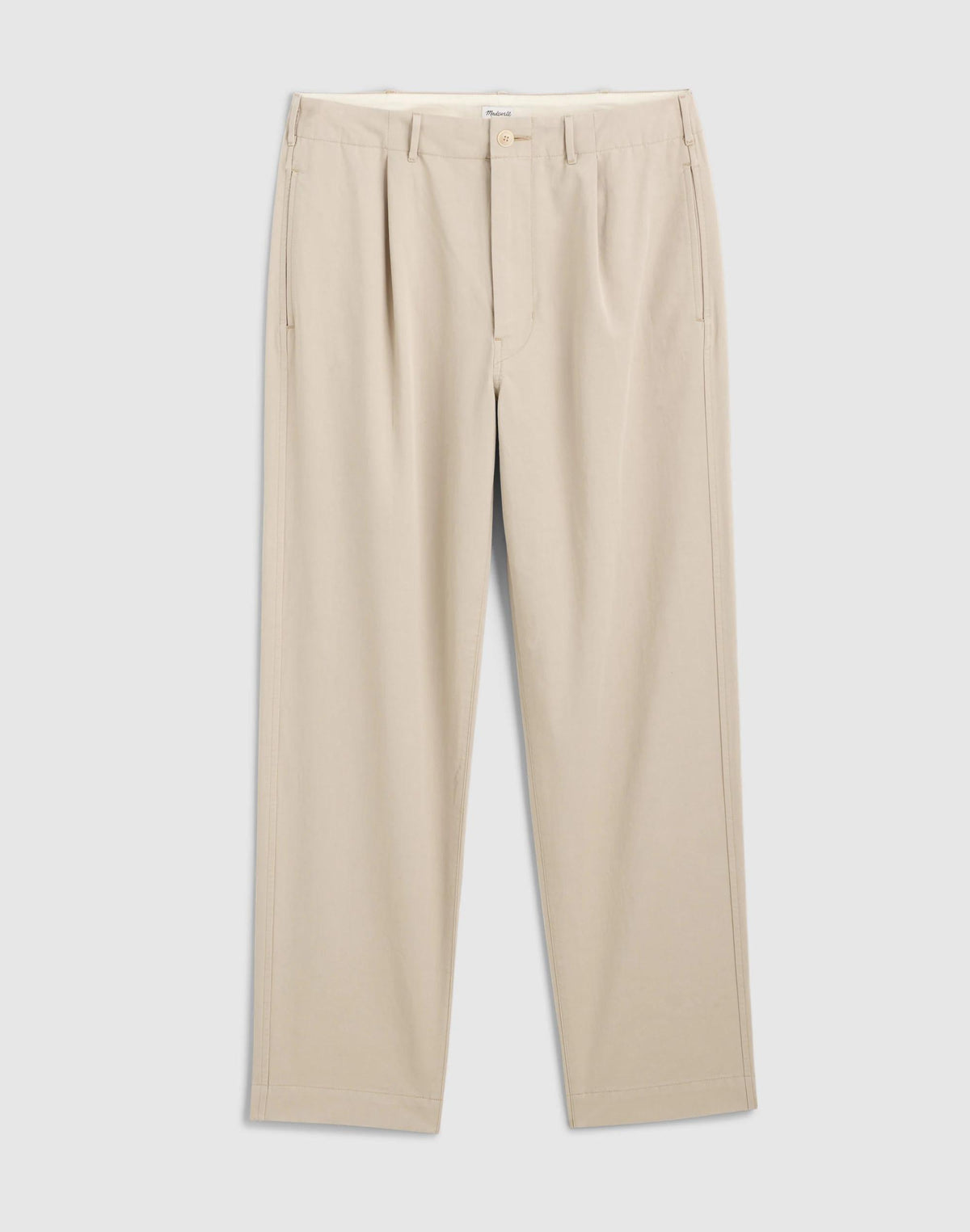 Madewell Pleated Chino Pants in Uniform Twill Toasted Cashew