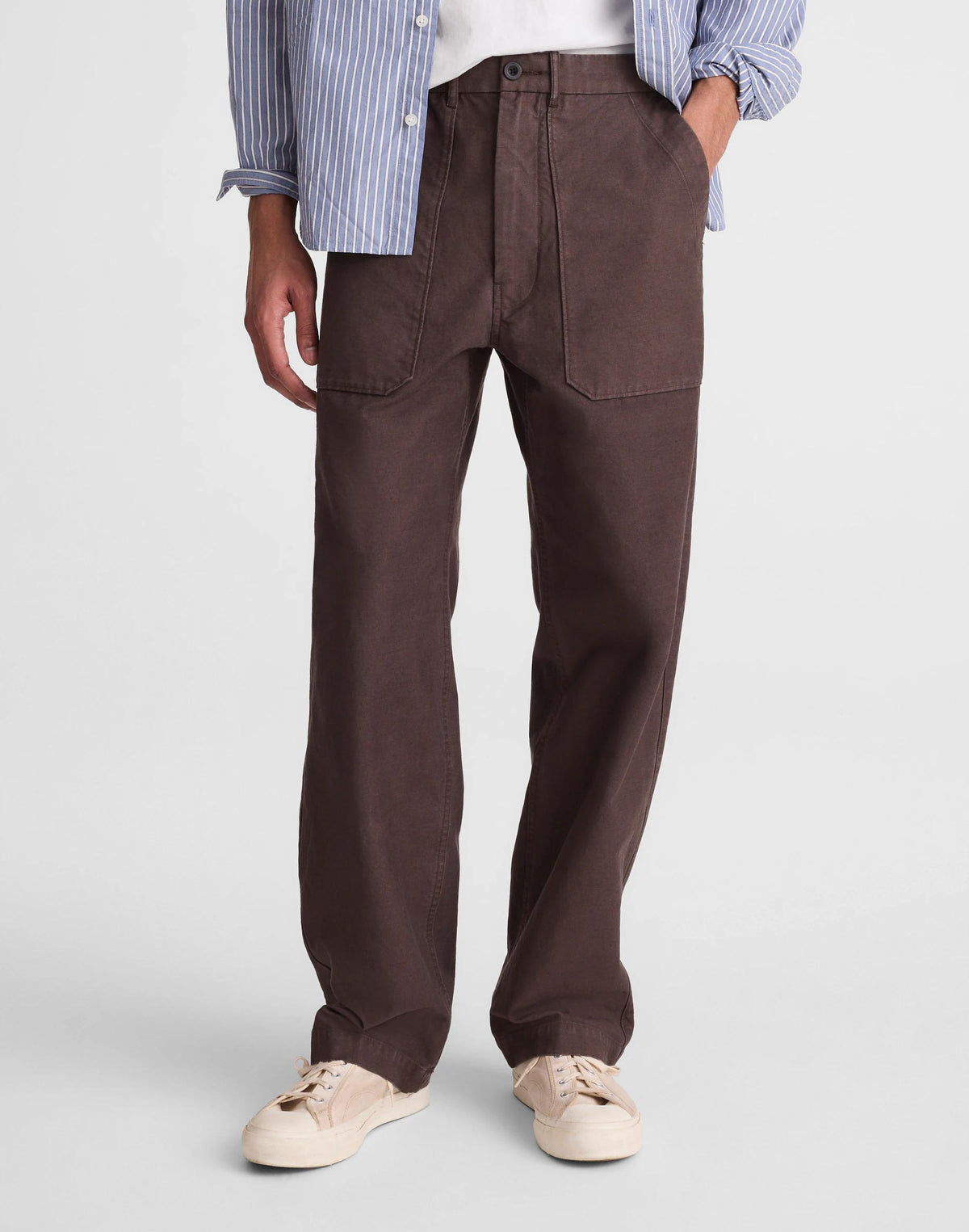 Madewell Fatigue Pants in Reverse Sateen Dark Brown