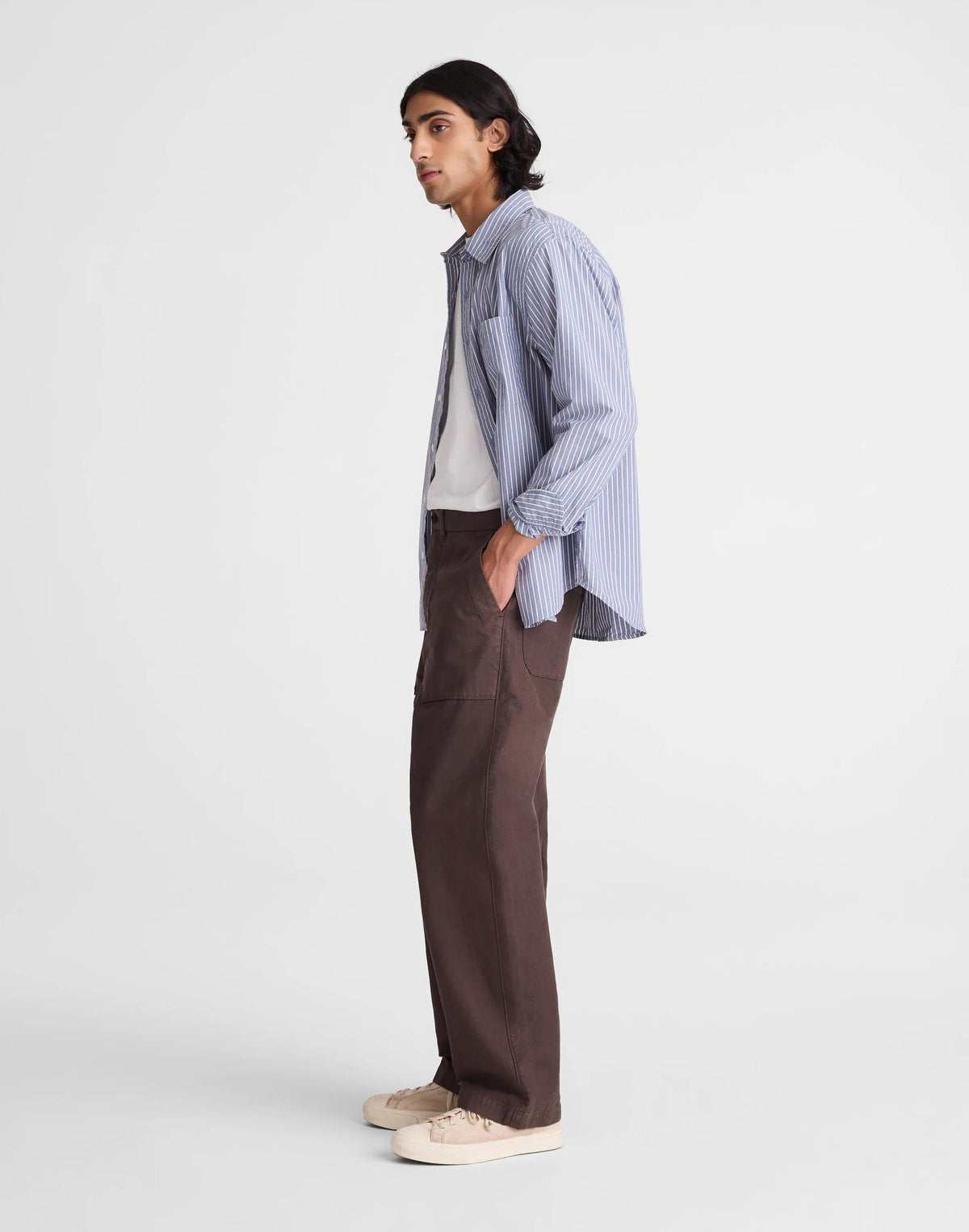 Madewell Fatigue Pants in Reverse Sateen Dark Brown