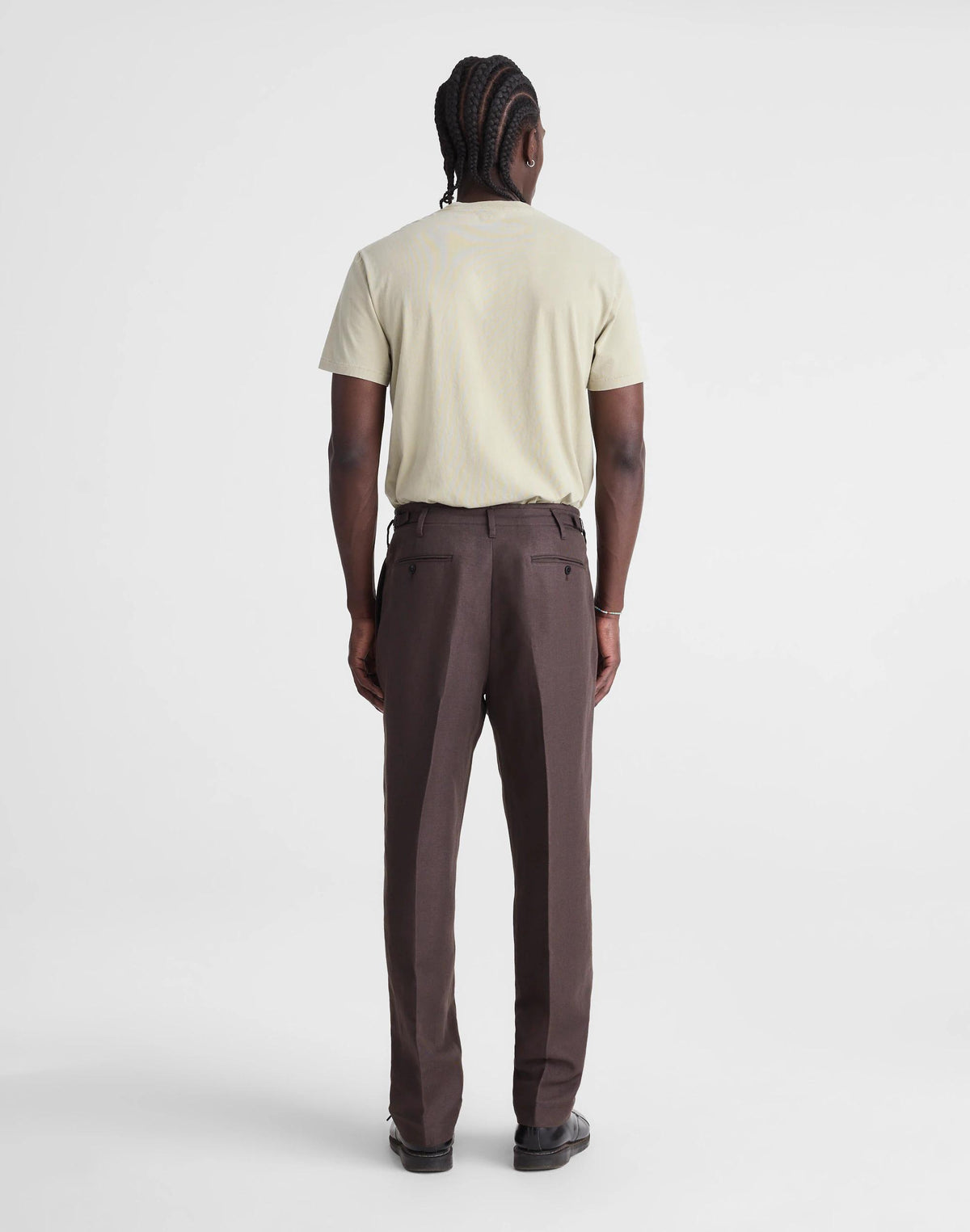 Madewell Double-Pleated Trousers in Linen-Cotton Blend Dark Brown