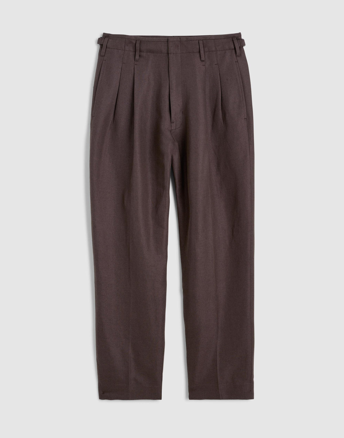 Madewell Double-Pleated Trousers in Linen-Cotton Blend Dark Brown