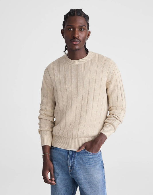 Madewell Crewneck Sweater in DuneRib Linen Natural